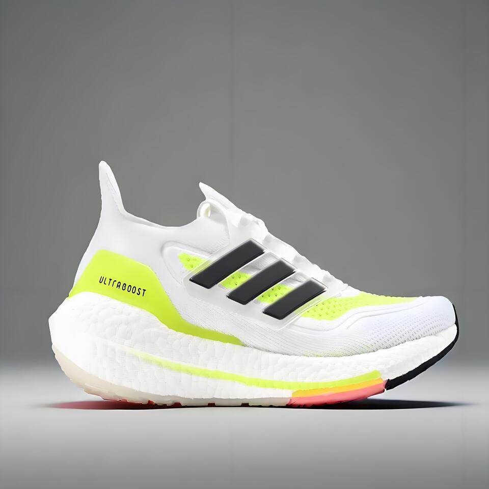 Adidas Ultraboost White Yellow Black Primeknit Boost Running Shoes
