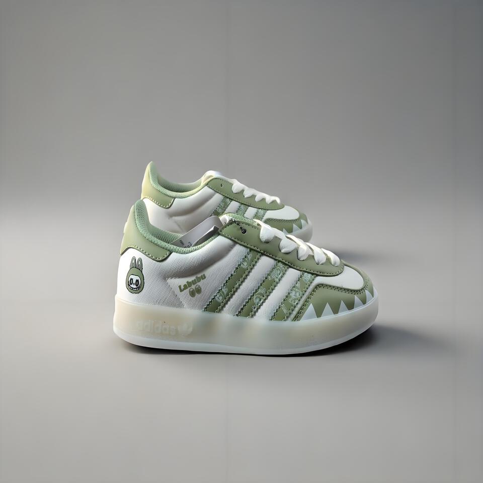 Adidas x Labubu Canvas Sneakers White Green Paisley
