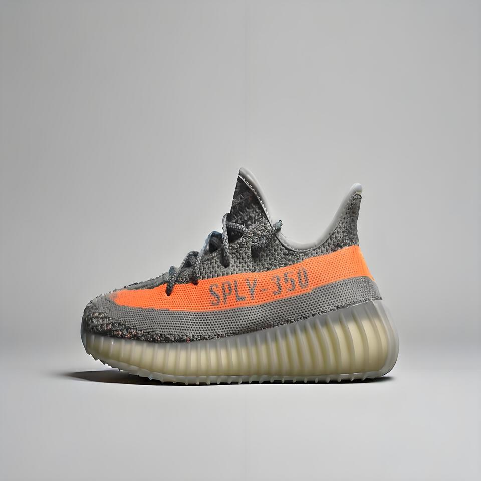 adidas Yeezy Boost 350 V2 Grey Orange Knit Cushion Running Shoes