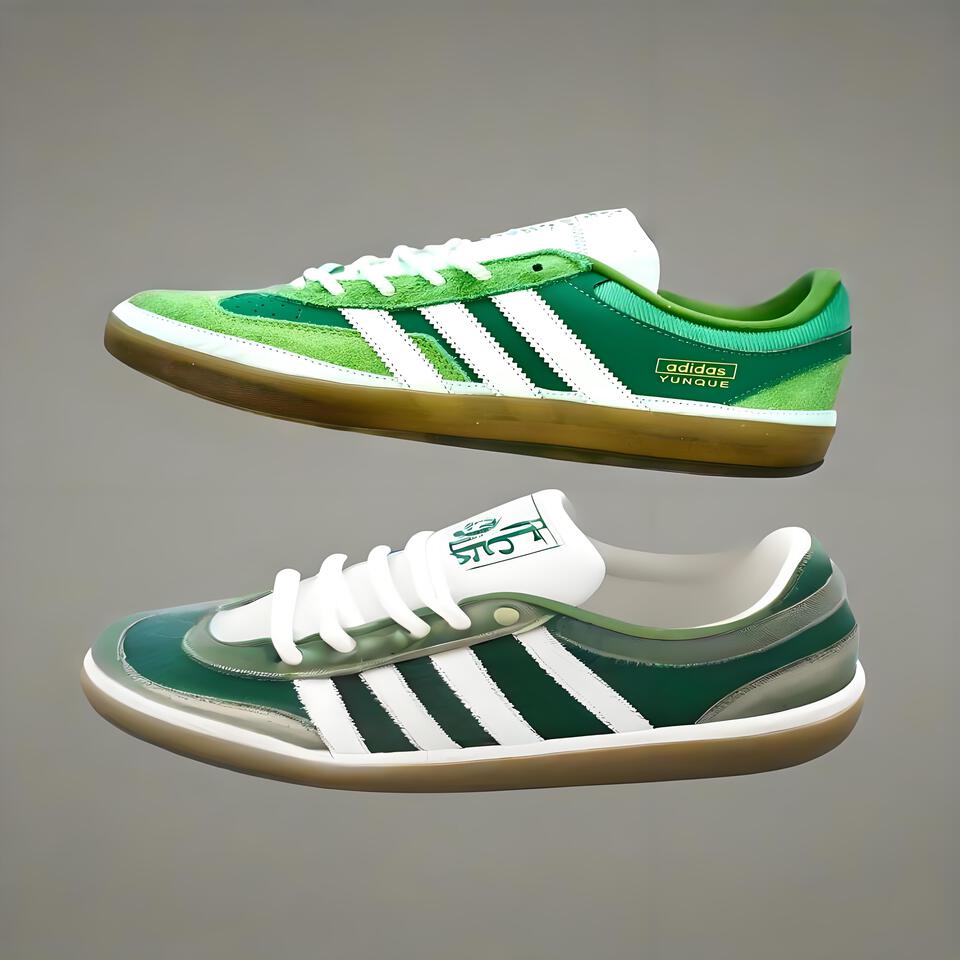 Adidas YUNQUE Green White Suede Retro Casual Sneakers