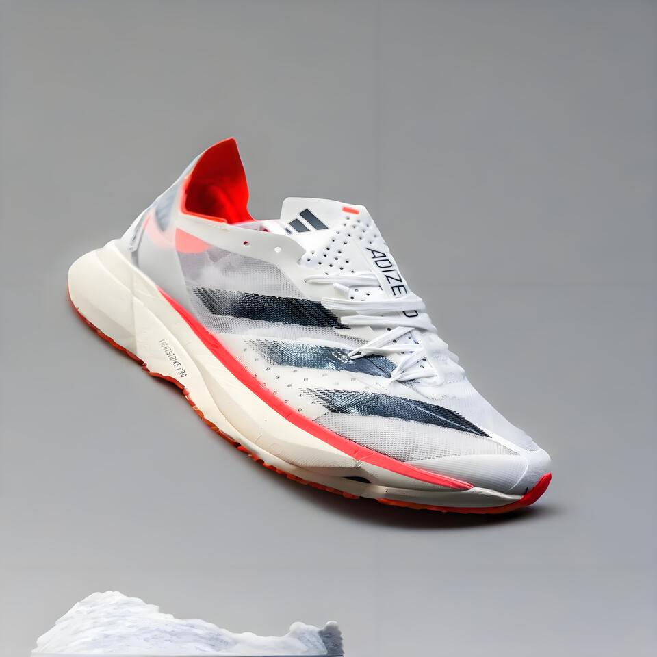 Adizero Red White Black Lightweight Breathable Running Shoes Cushioned Athletic Sneakers
