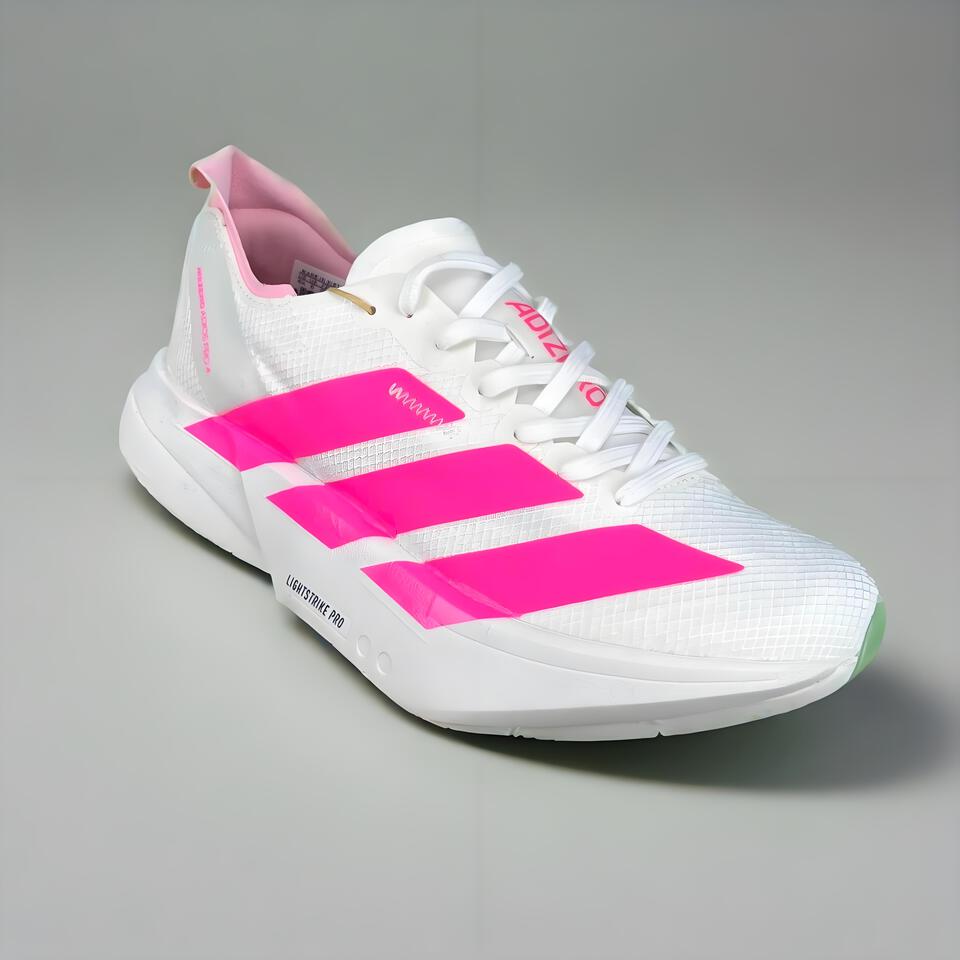 Adizero White Pink Green Lightstrike Pro Running Shoes by Adidas