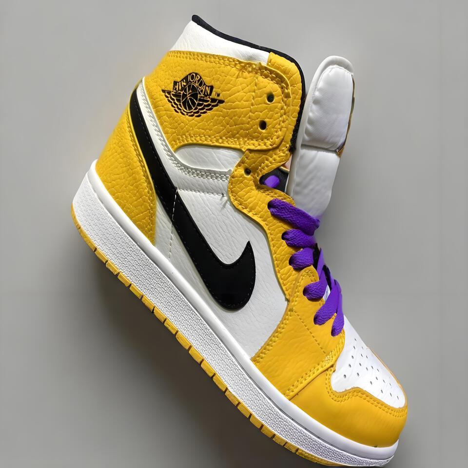 Air Jordan 1 High Lakers Yellow White Basketball Shoes
