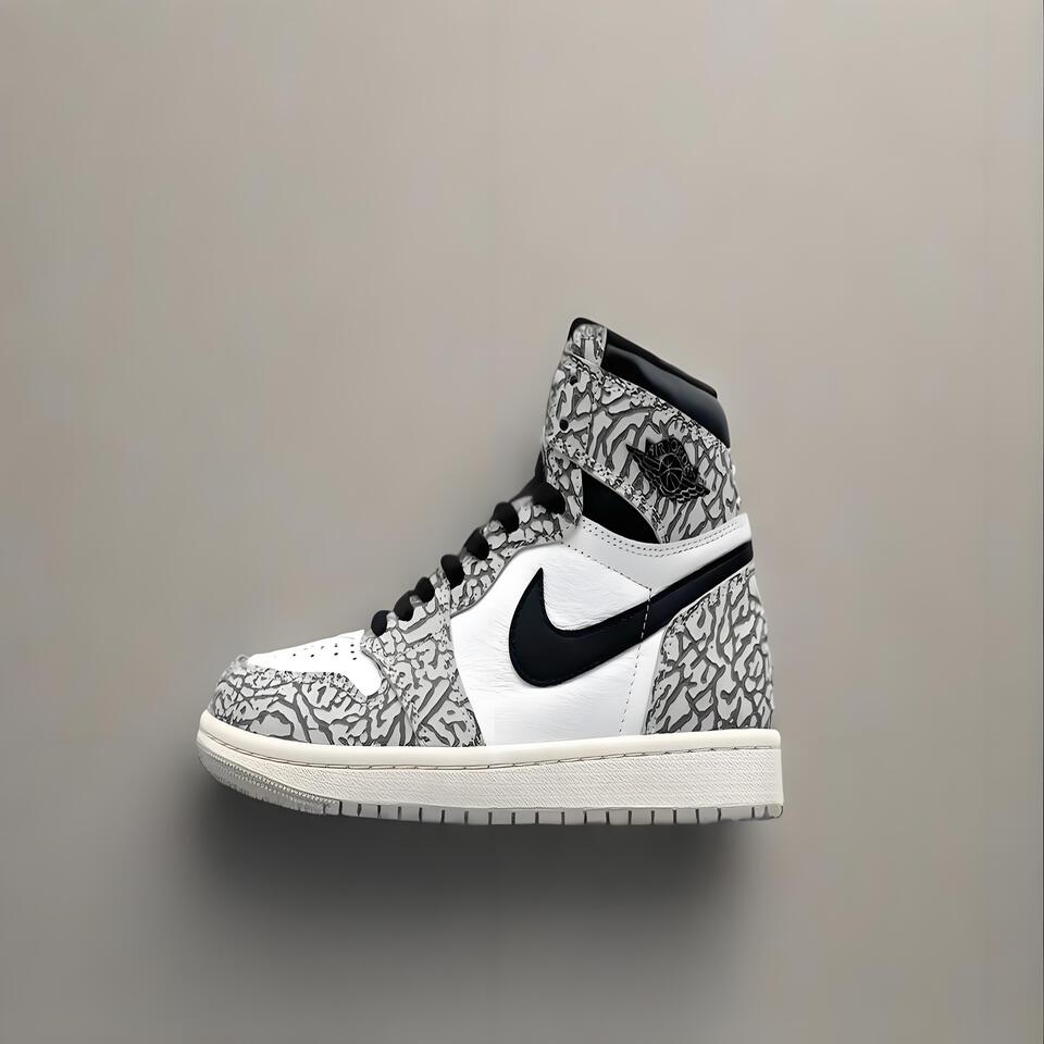 Air Jordan 1 High OG Grey Cracked Leather Retro Basketball Shoes