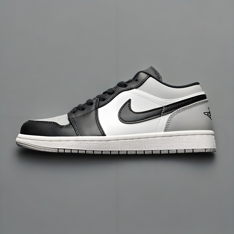 Air Jordan 1 Low 'Black Grey White' Retro Basketball Sneakers