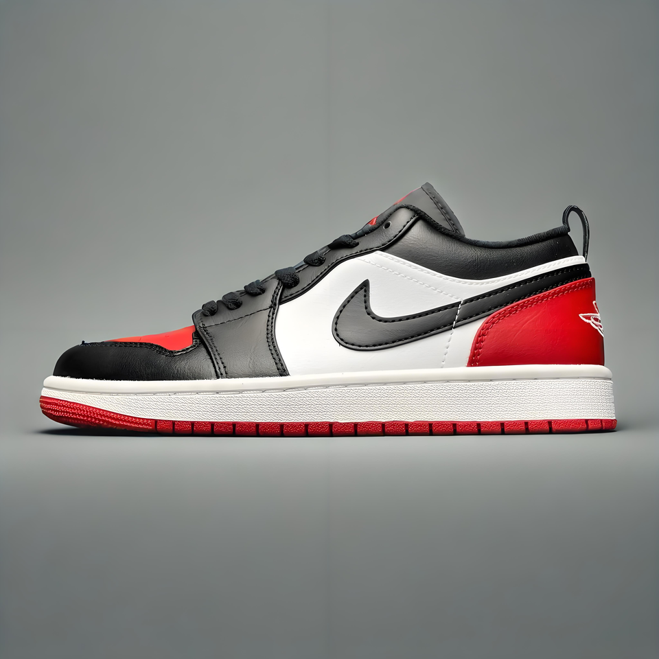 Air Jordan 1 Low OG Black Red White Leather Basketball Shoes
