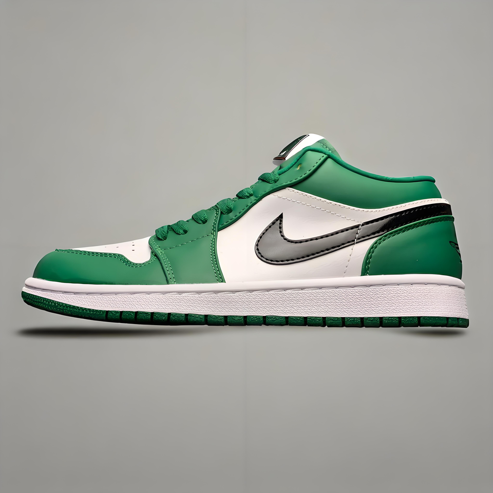 Air Jordan 1 Low Triple White Black Green Retro Basketball Shoes