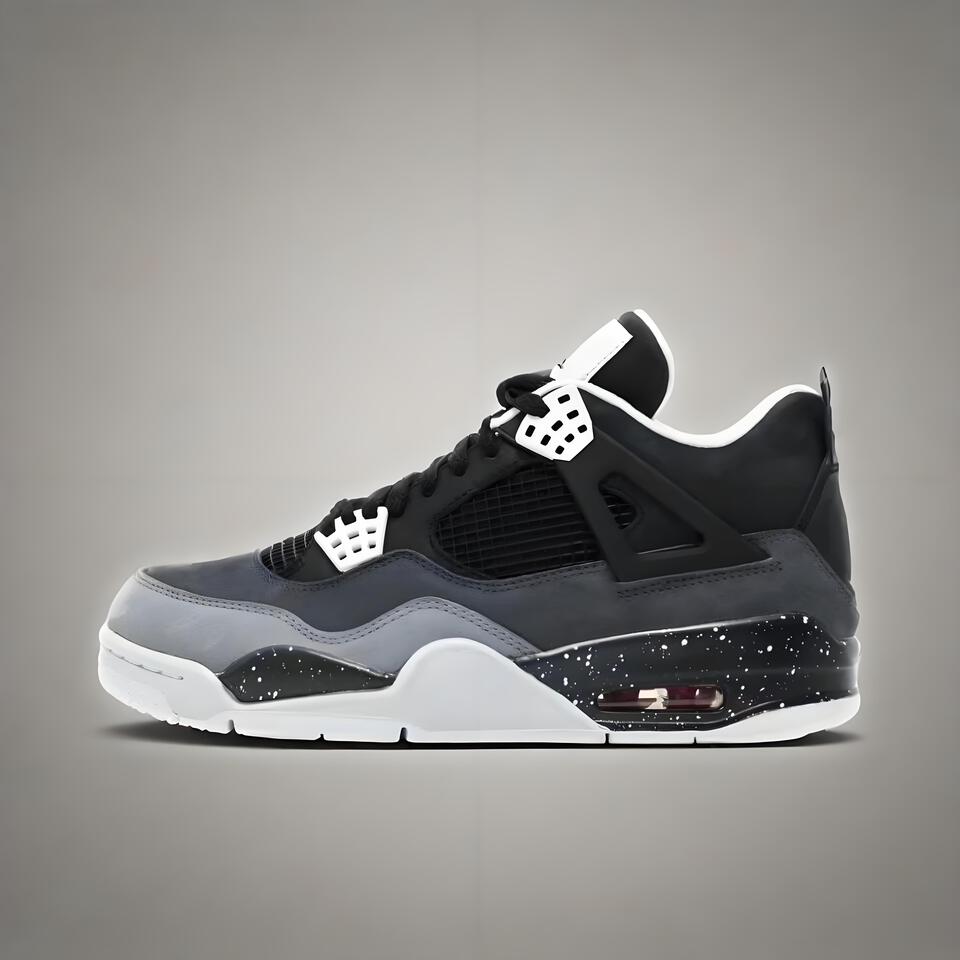 Air Jordan 4 Retro Black Grey Splatter | Breathable Basketball Shoes