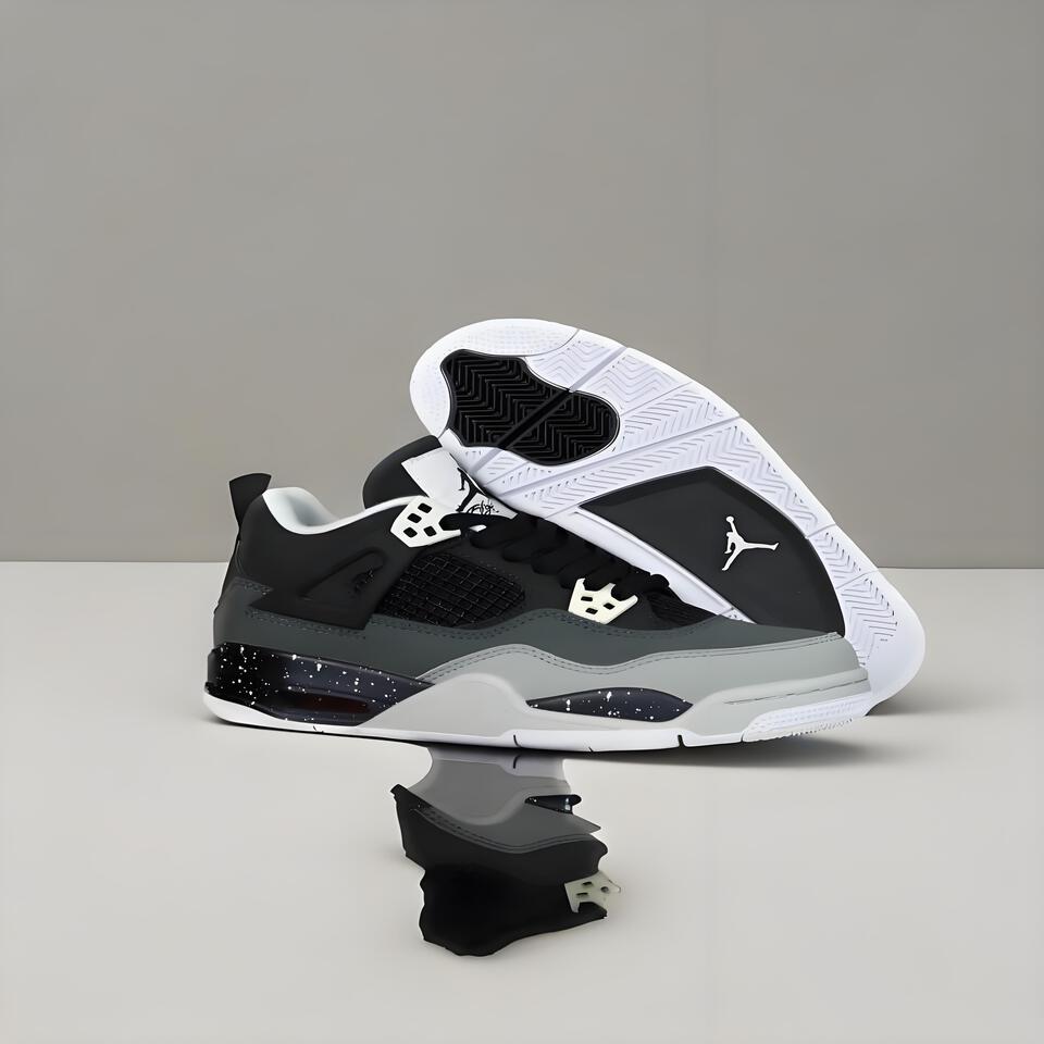 Air Jordan 4 Retro 'Black Grey Splatter' OG Basketball Sneakers