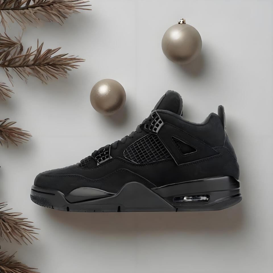 Air Jordan 4 Retro Black Suede Men's Basketball Shoes