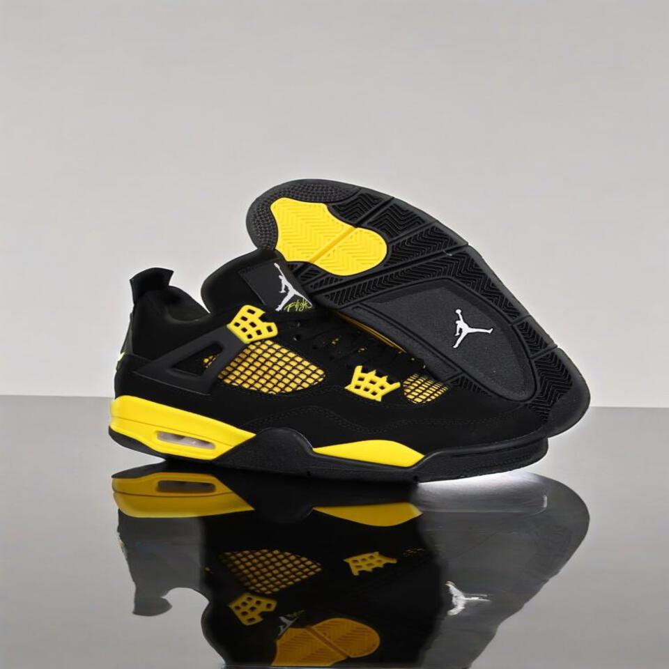 Air Jordan 4 Retro 'Black Yellow' Air Cushion Sneakers