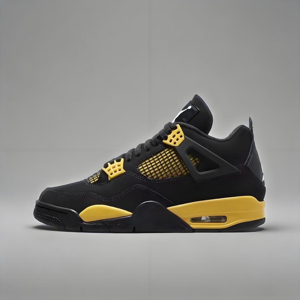 Air Jordan 4 Retro 'Black Yellow' Suede Men's Basketball Shoes