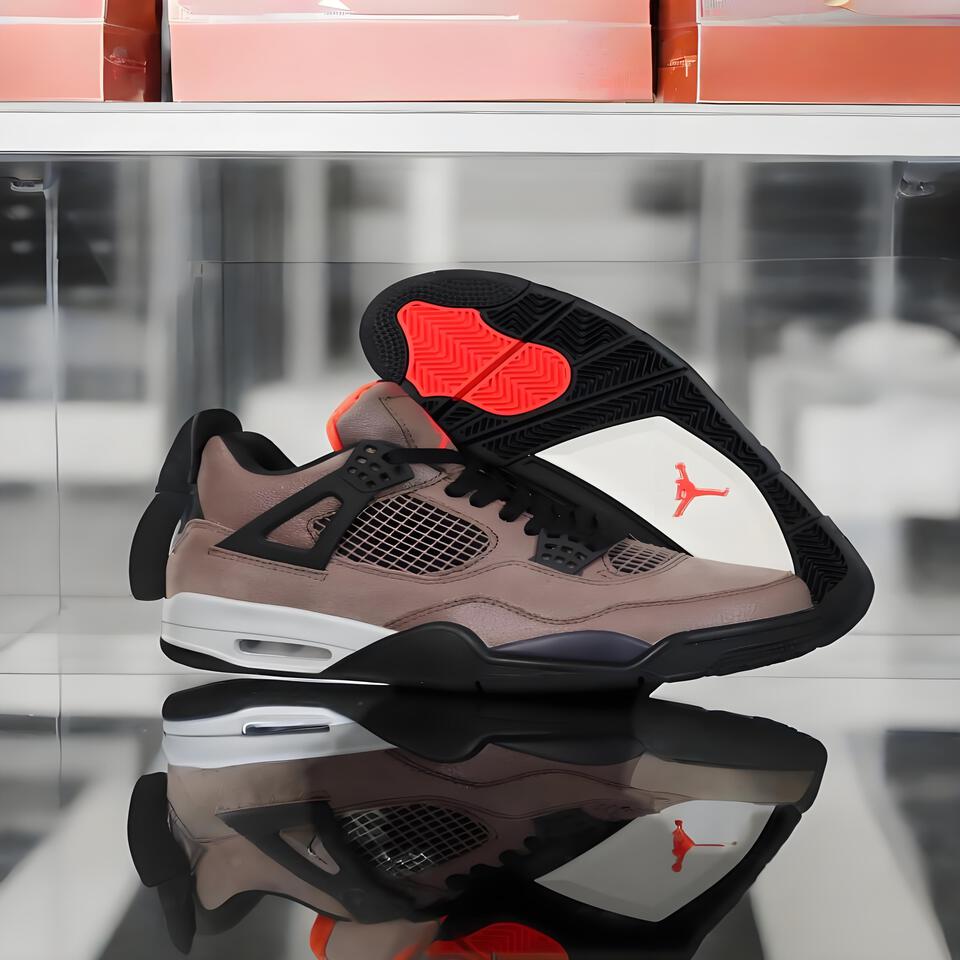 Air Jordan 4 Retro 'Bred' Leather Basketball Shoes, Men's Lifestyle Sneakers