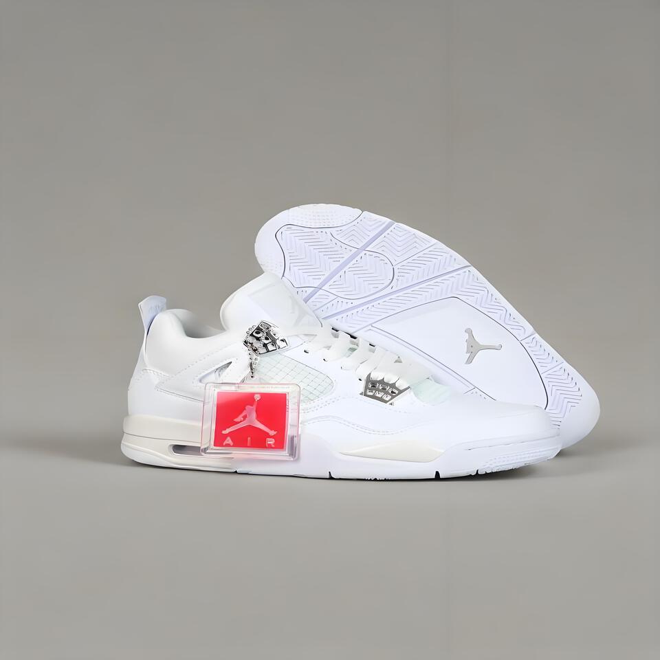 Air Jordan 4 Retro Men's Basketball Shoes White Leather