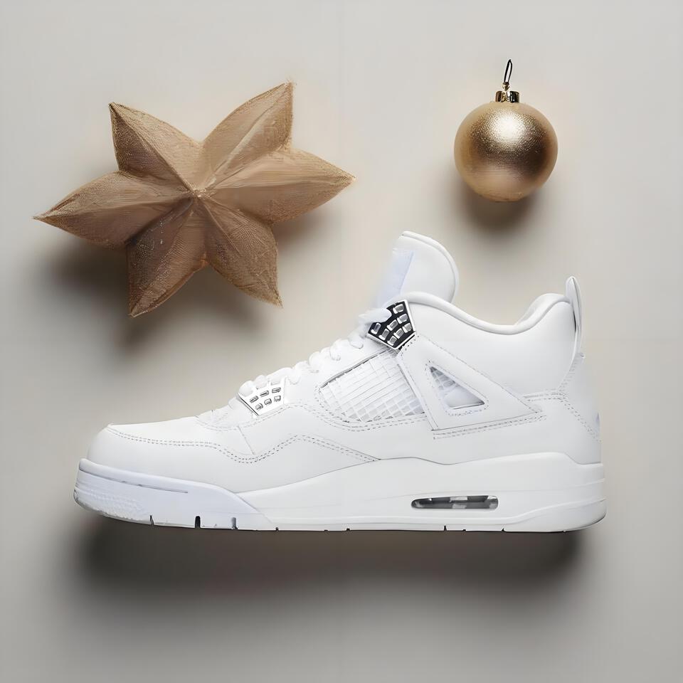 Air Jordan 4 Retro Men's White Leather Sneakers