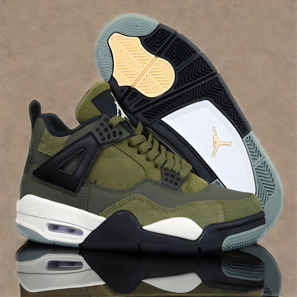 Air Jordan 4 Retro Military Green Suede Men's Basketball Shoes