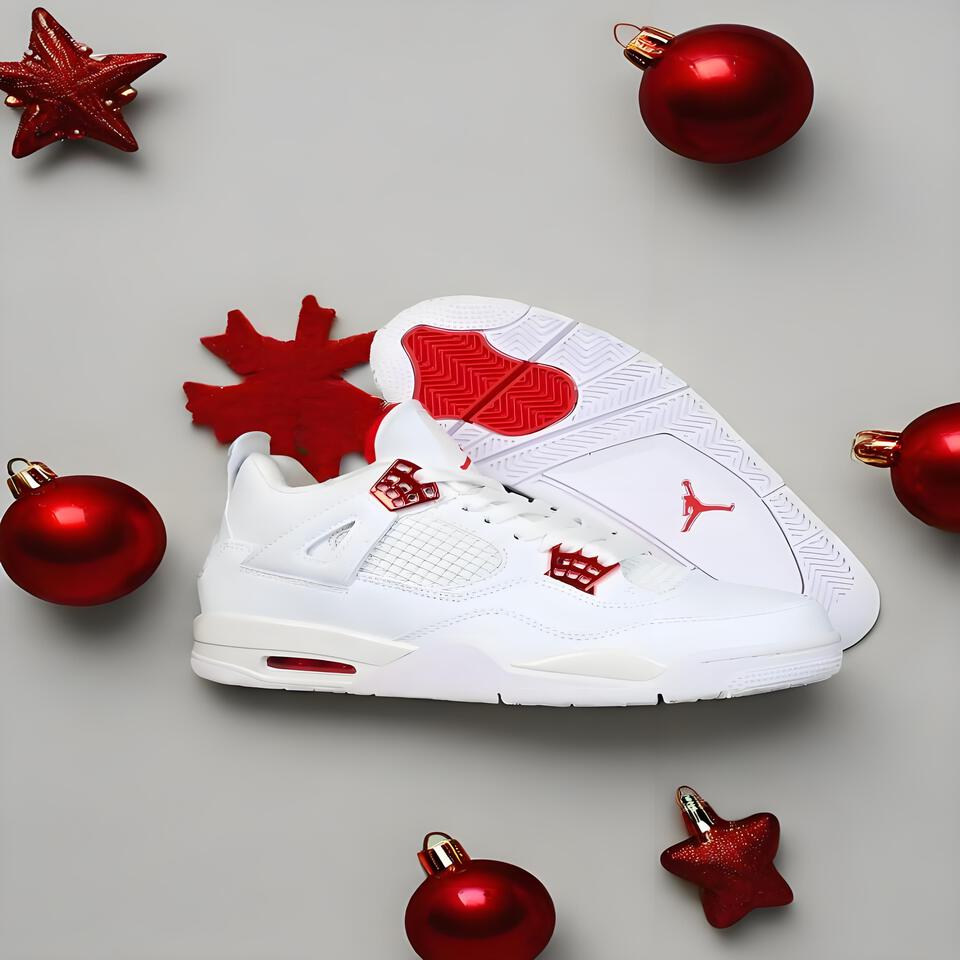Air Jordan 4 Retro OG 'White Red' Leather Men's Basketball Shoes