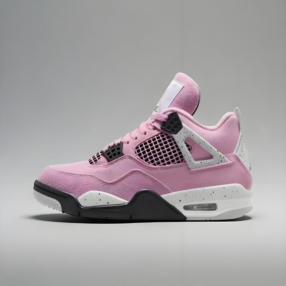 Air Jordan 4 Retro Pink Suede Basketball Shoes