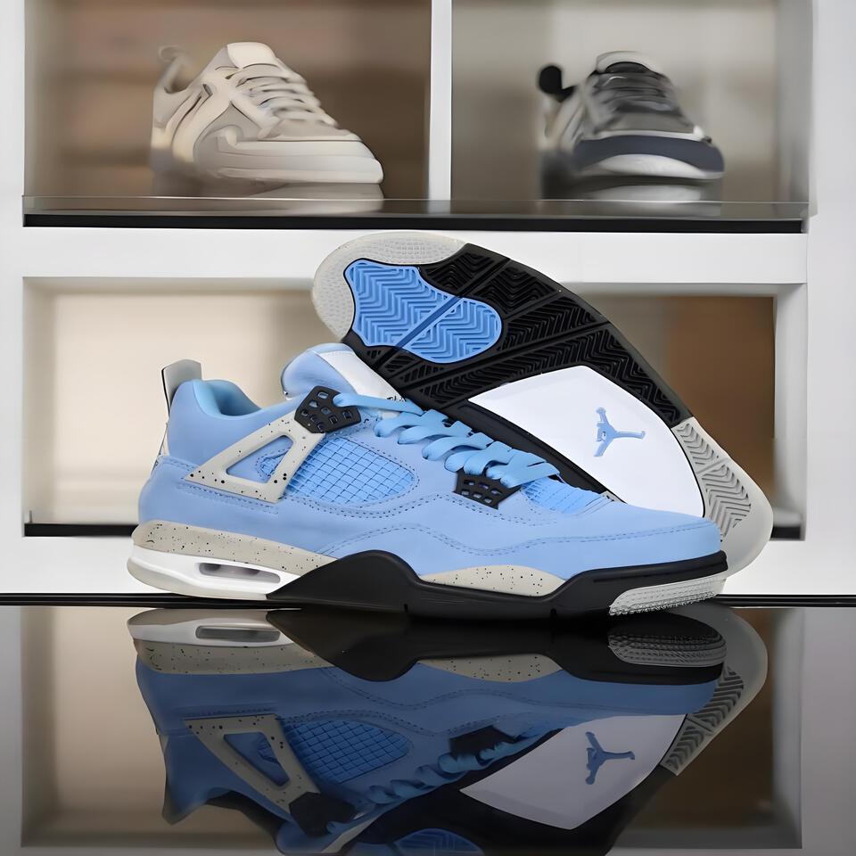 Air Jordan 4 Retro UNC Blue Suede Men's Basketball Shoes