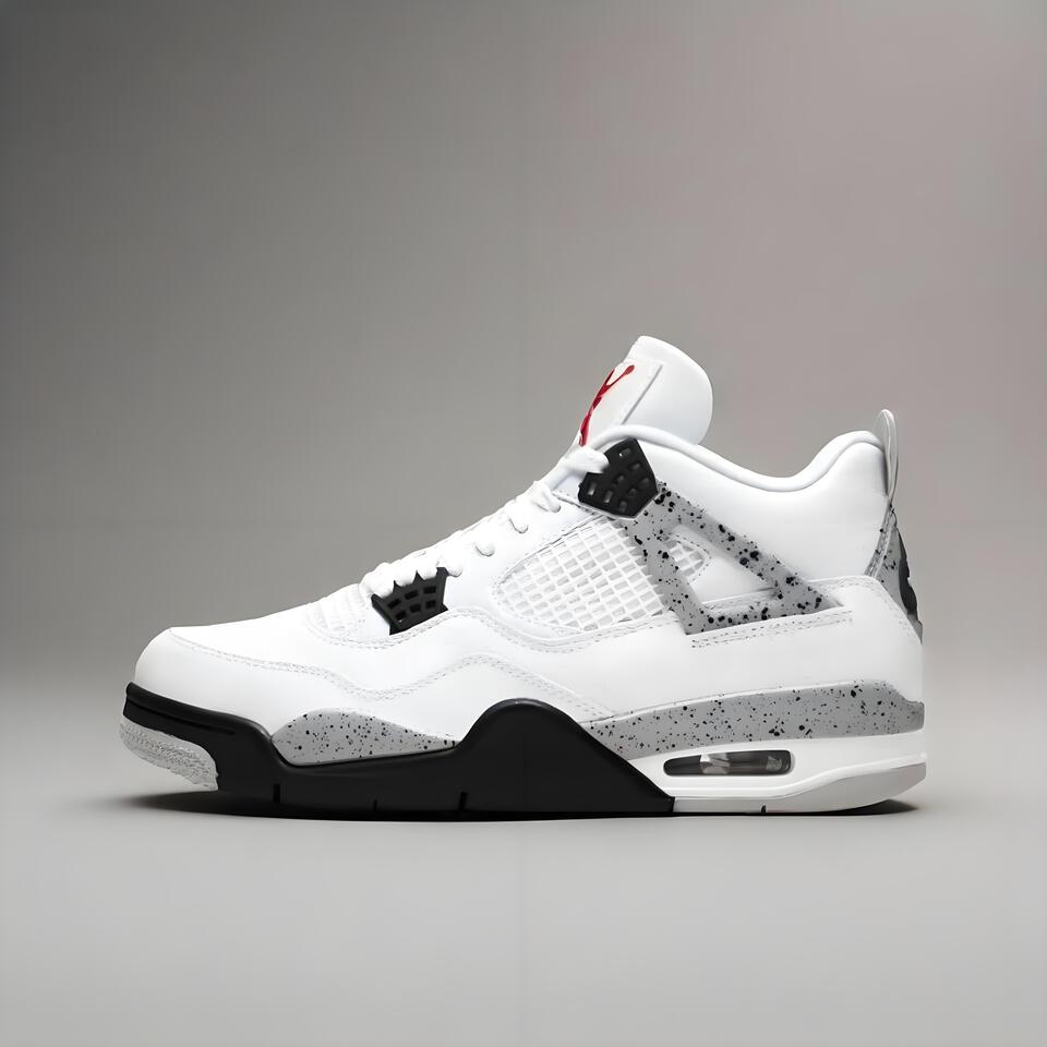 Air Jordan 4 Retro White Black Grey Cement Basketball Shoes