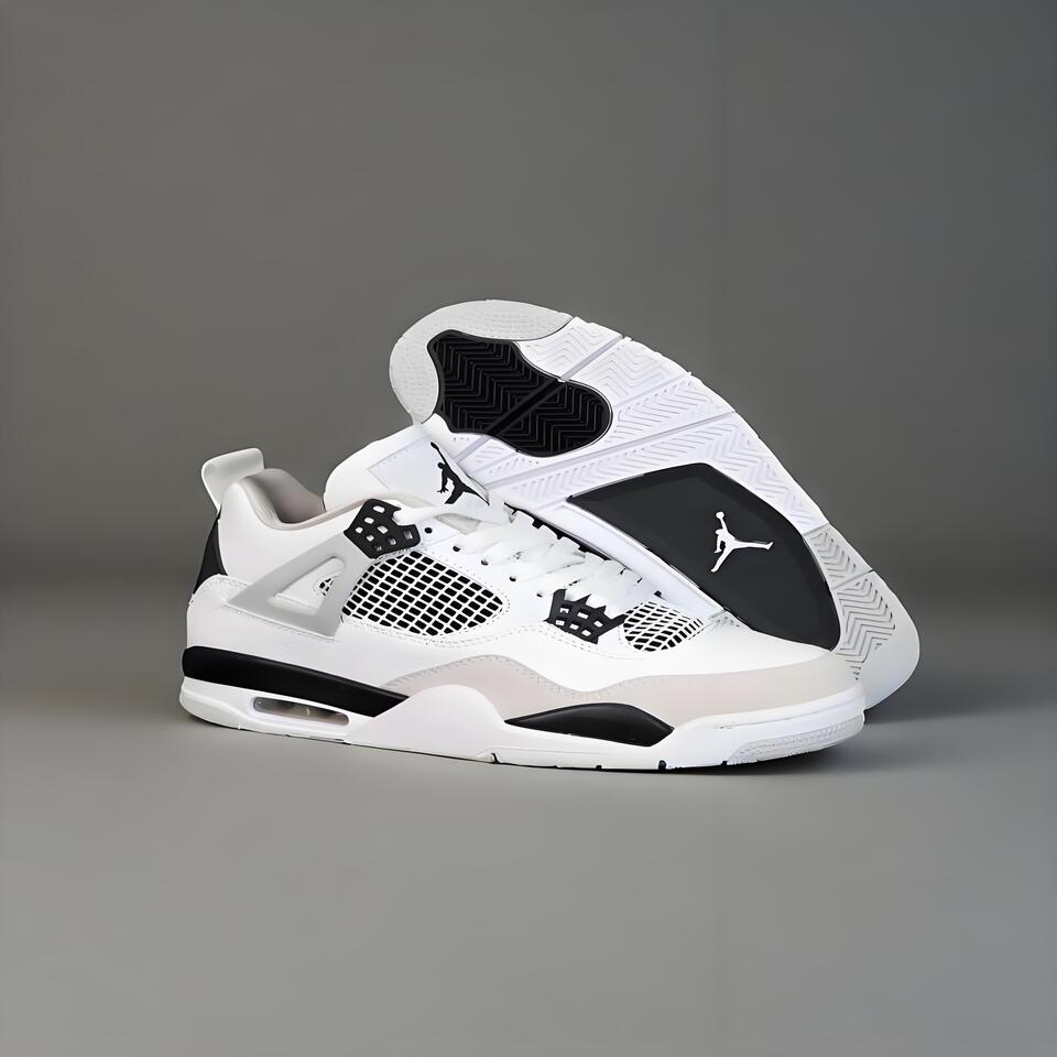 Air Jordan 4 Retro White Black Grey OG Military