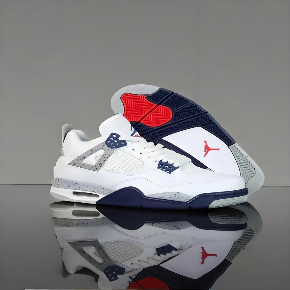 Air Jordan 4 Retro White Blue Cement Basketball Shoes