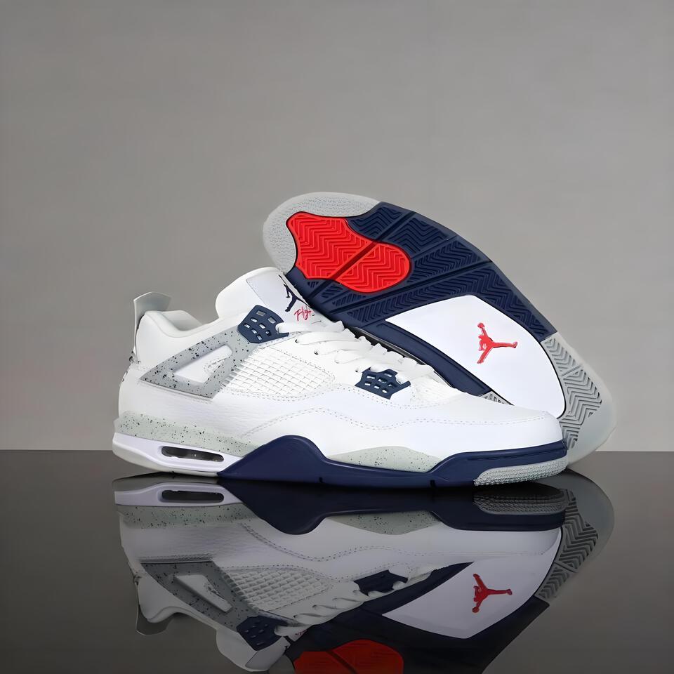Air Jordan 4 Retro White Blue Grey Basketball Shoes