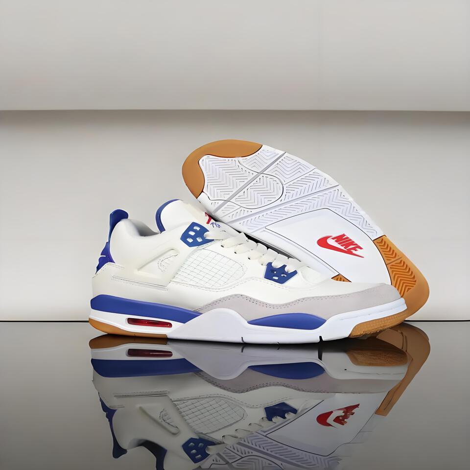 Air Jordan 4 Retro White Blue Sail Gum Men's Basketball Shoes