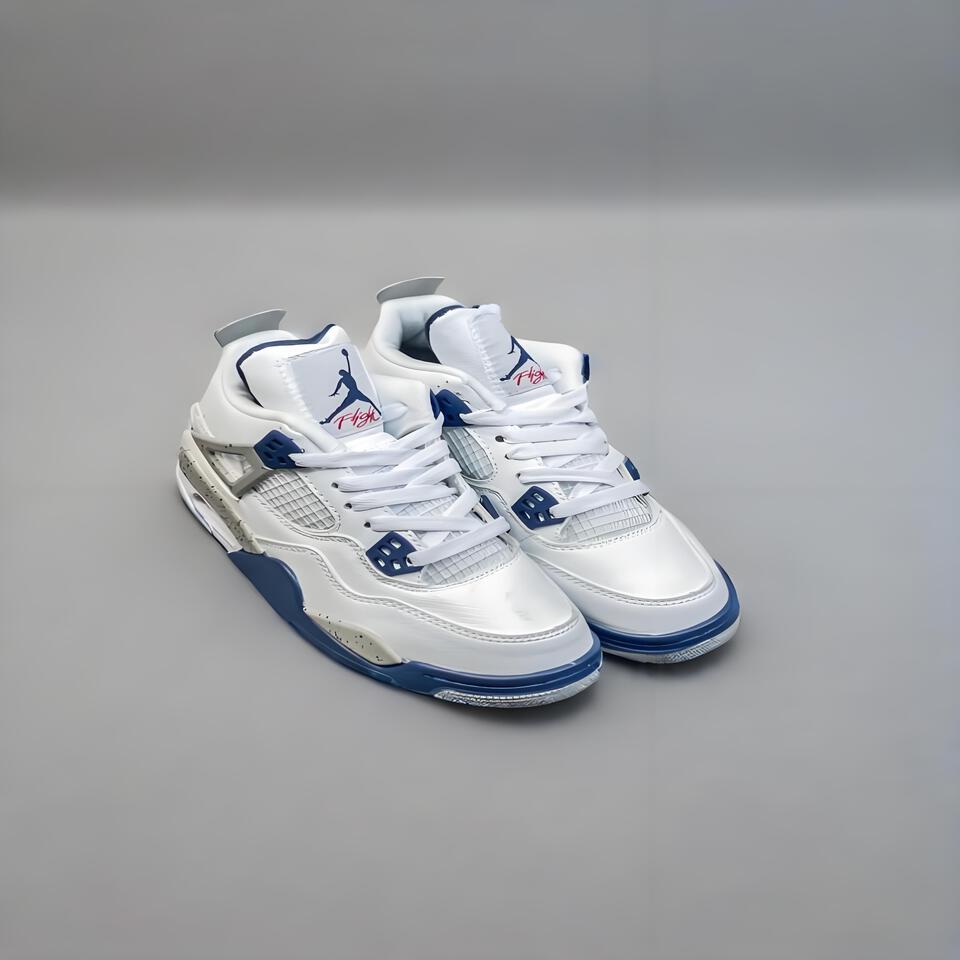 Air Jordan 4 Retro White Blue Splatter Vintage Basketball Shoes