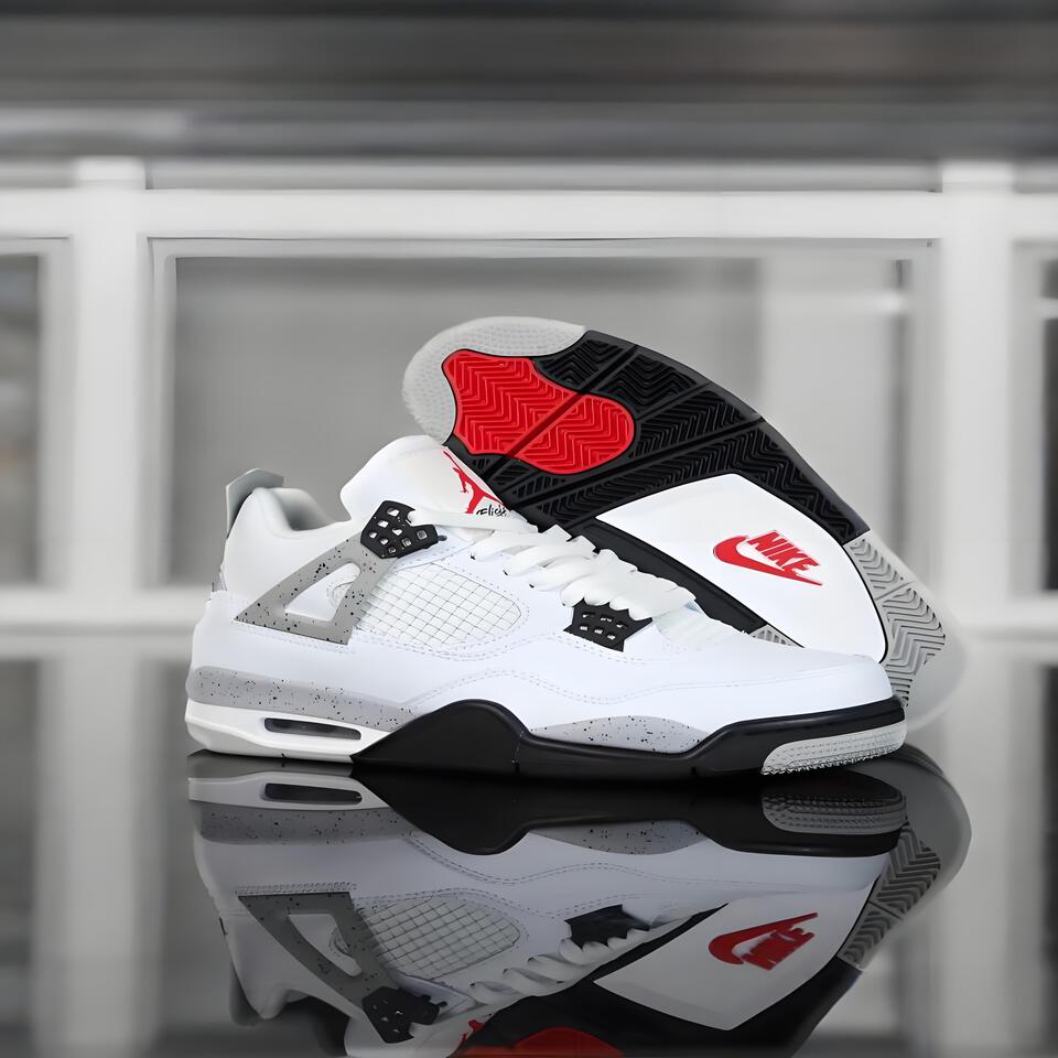 Air Jordan 4 Retro 'White Cement' Red Hook Basketball Shoes