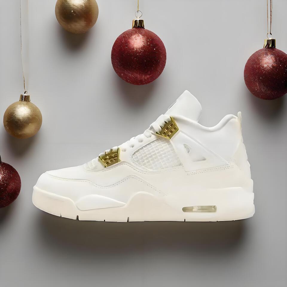 Air Jordan 4 Retro White Gold Leather Men's Basketball Shoes