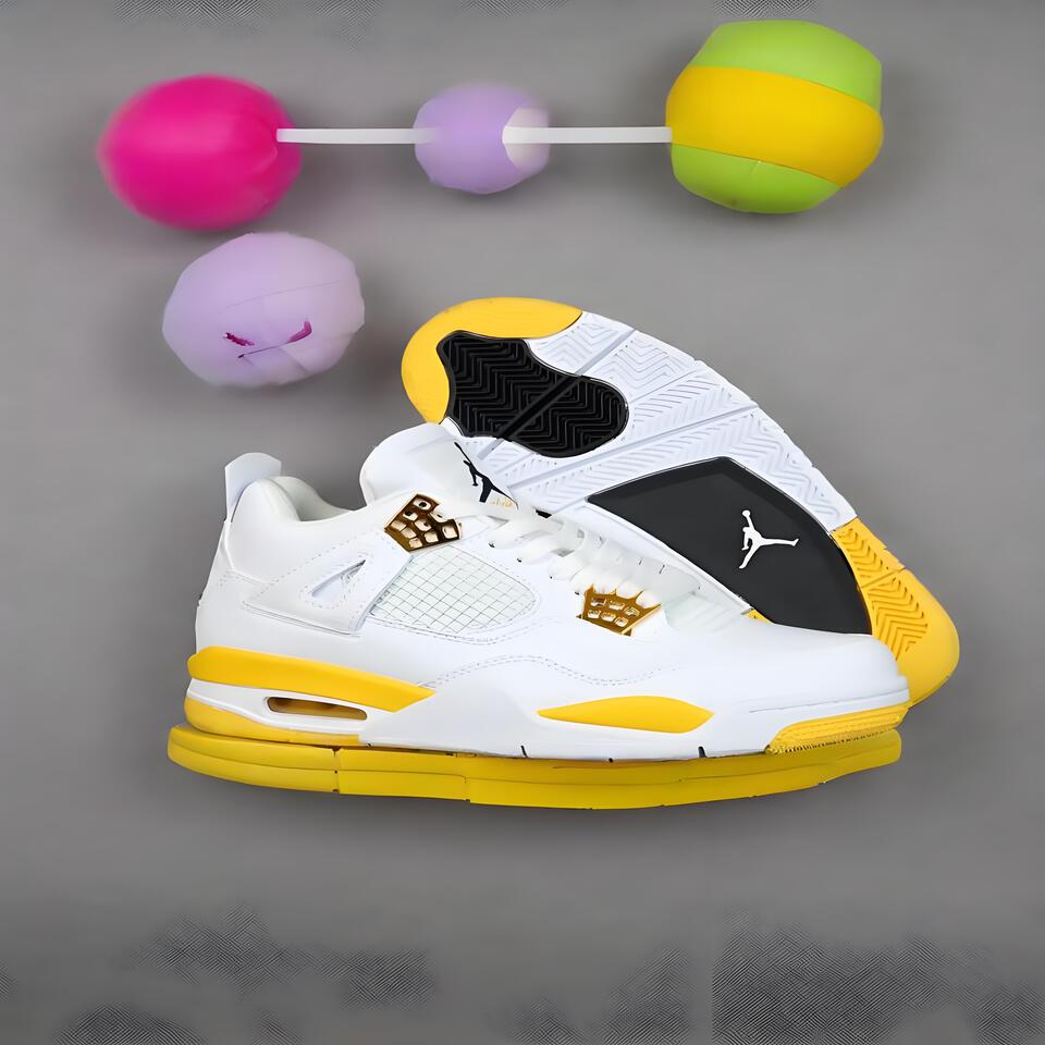 Air Jordan 4 Retro White Gold Leather Men's Basketball Shoes