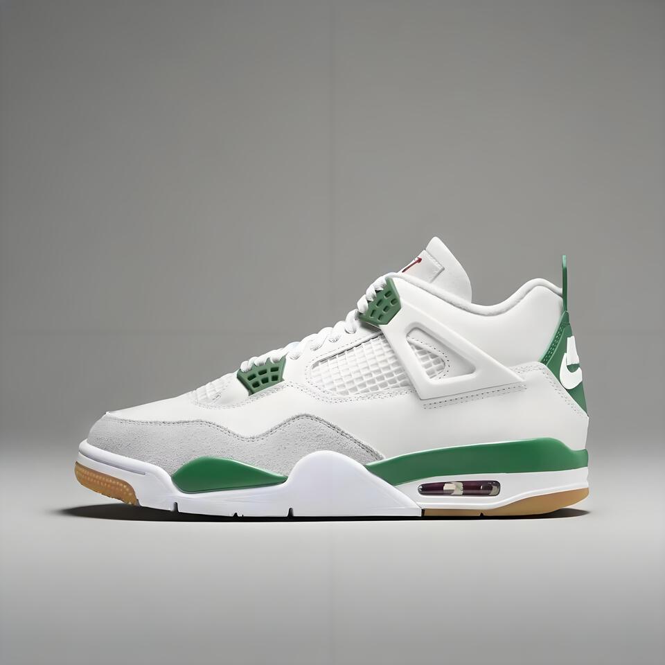 Air Jordan 4 Retro White Green Gum Basketball Shoes
