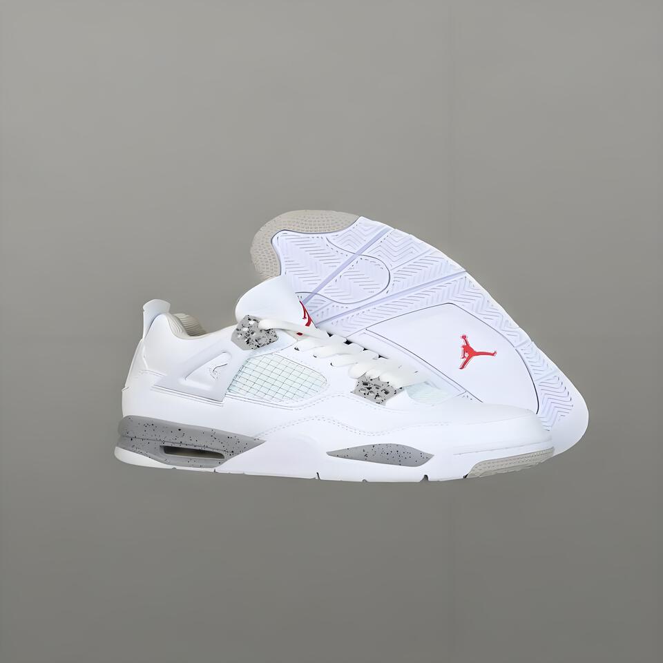 Air Jordan 4 Retro White Grey Red Splatter