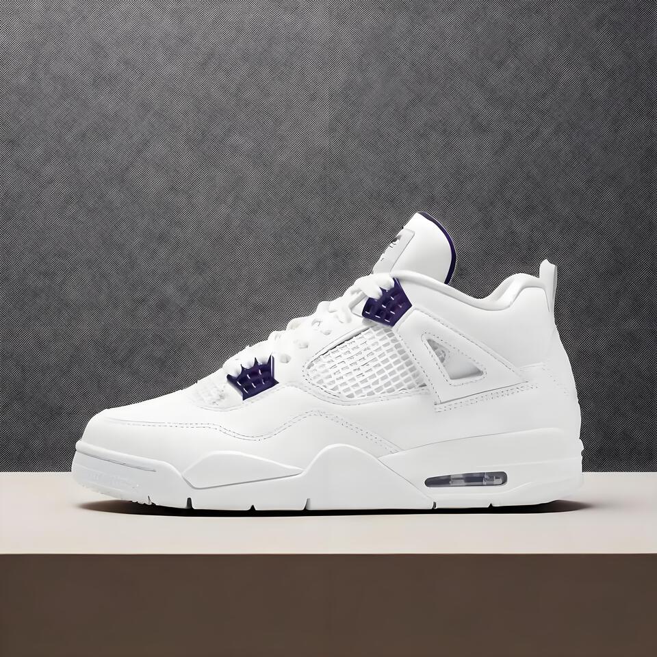 Air Jordan 4 Retro White Purple Men's Basketball Shoes