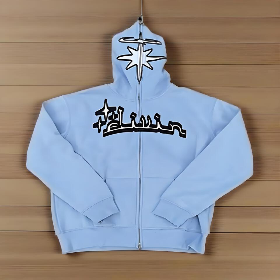 Al Islam Light Blue Cotton Embroidered Hoodie Unisex Streetwear