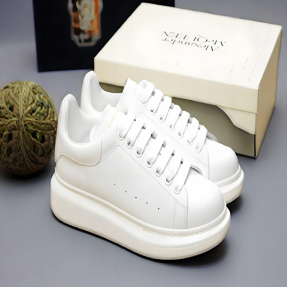 Alexander McQueen Oversized White Leather Platform Sneakers