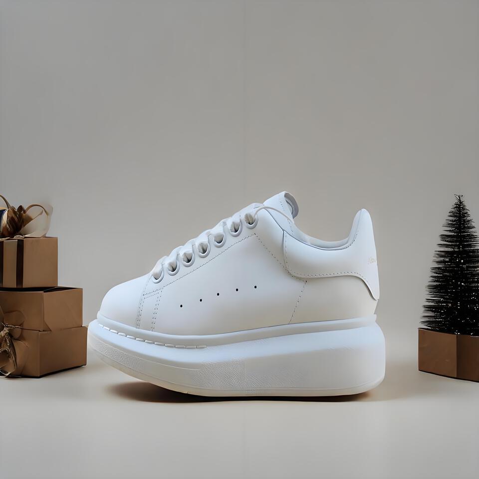 Alexander McQueen Oversized White Leather Platform Sneakers