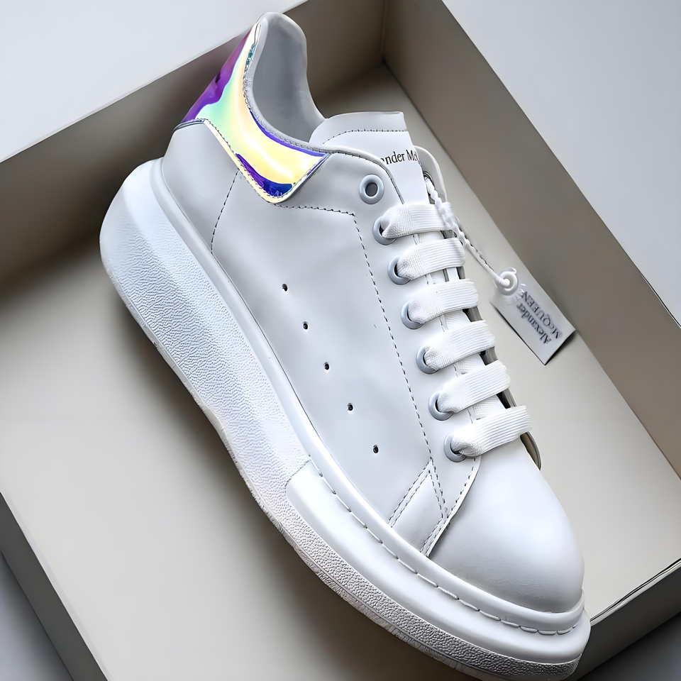 Alexander McQueen White Laser Platform Breathable Sneakers