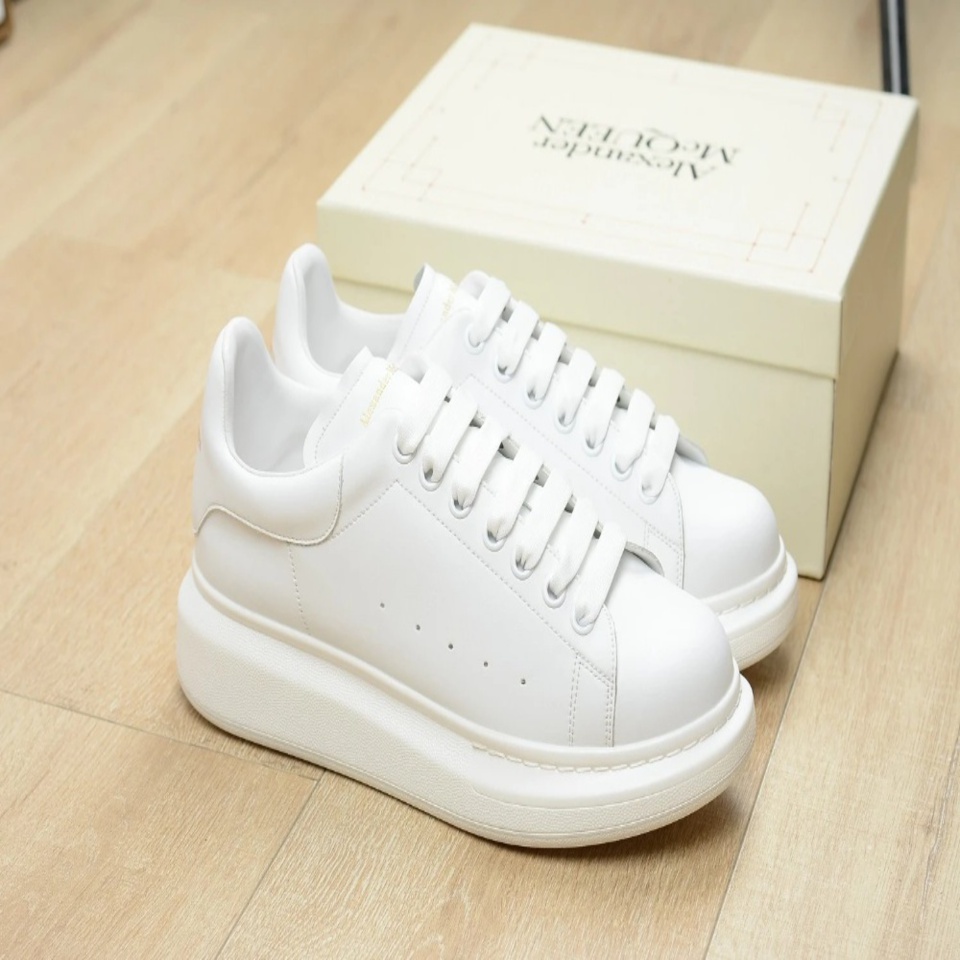 Alexander McQueen White Leather Platform Sneakers