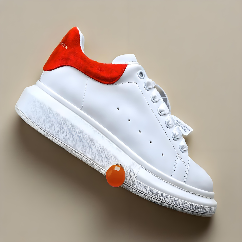 Alexander McQueen White Red Platform Leather Sneakers