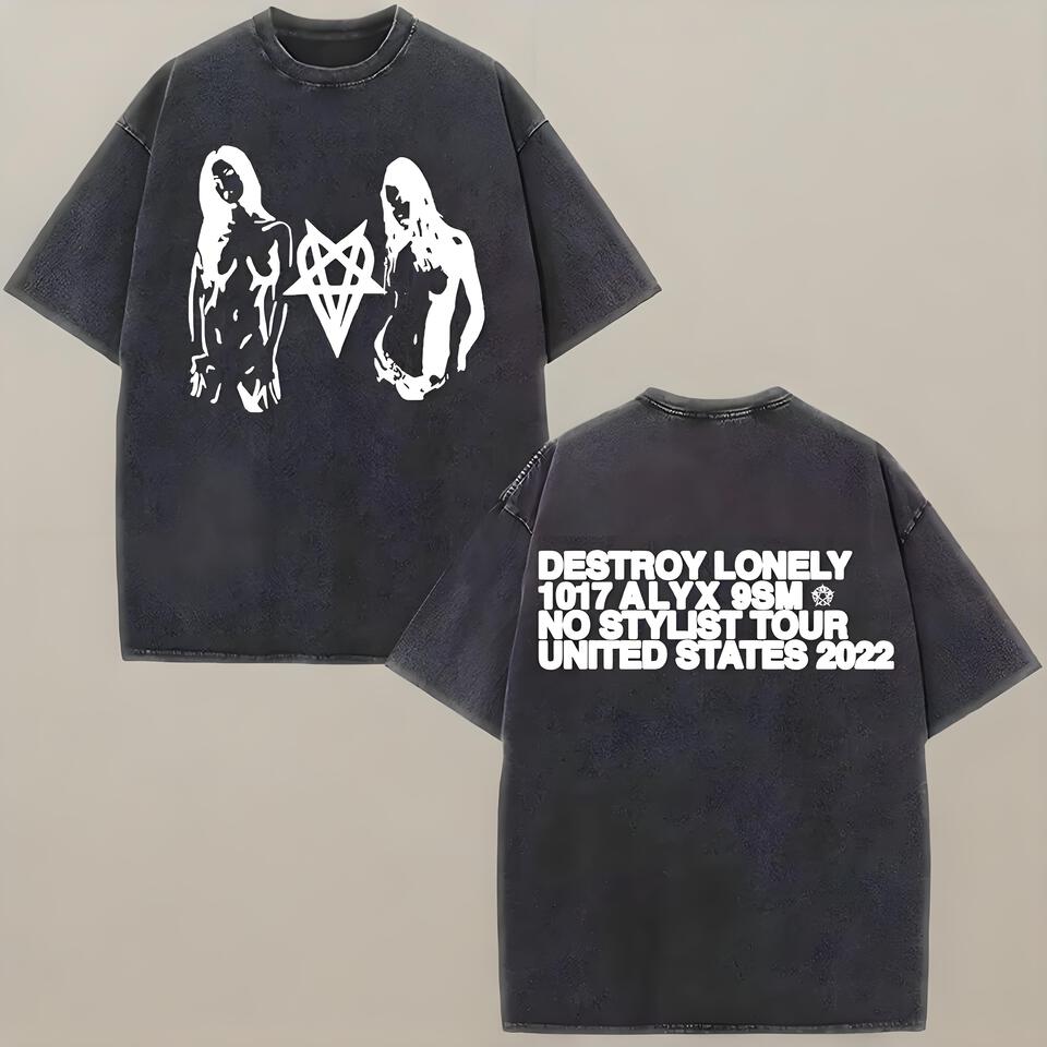 Alyx 9SM Washed Black Cotton Tee Unisex Street Print