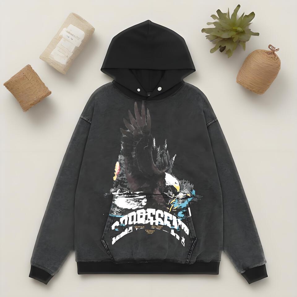 American Vintage Gray Washed Cotton Hoodie