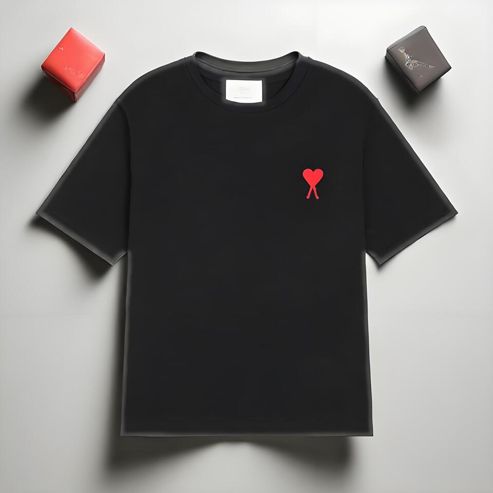 AMI Paris Black Cotton Oversized Love Short Sleeve T-Shirt