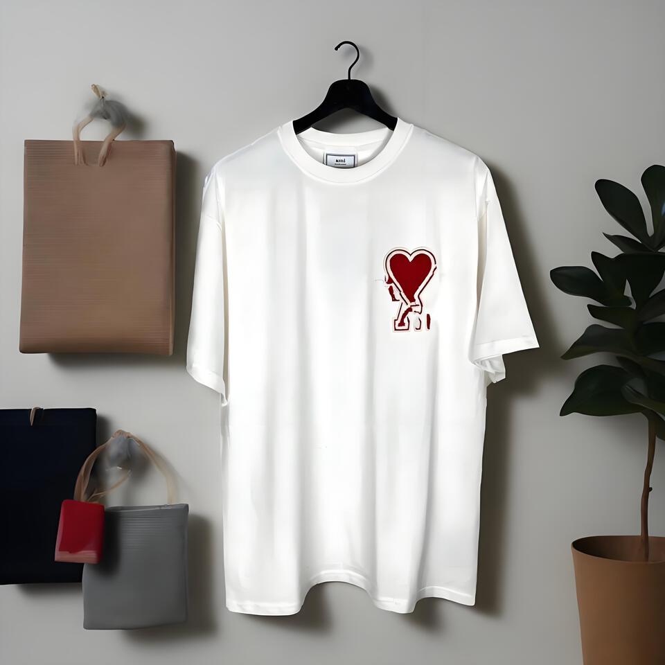 AMI Play White Cotton Couple Casual T-Shirts