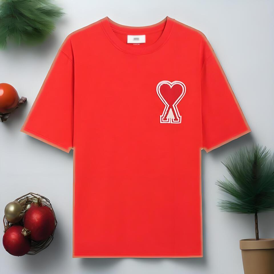 AmiAMI White Embroidered Love Loose Cotton Tee