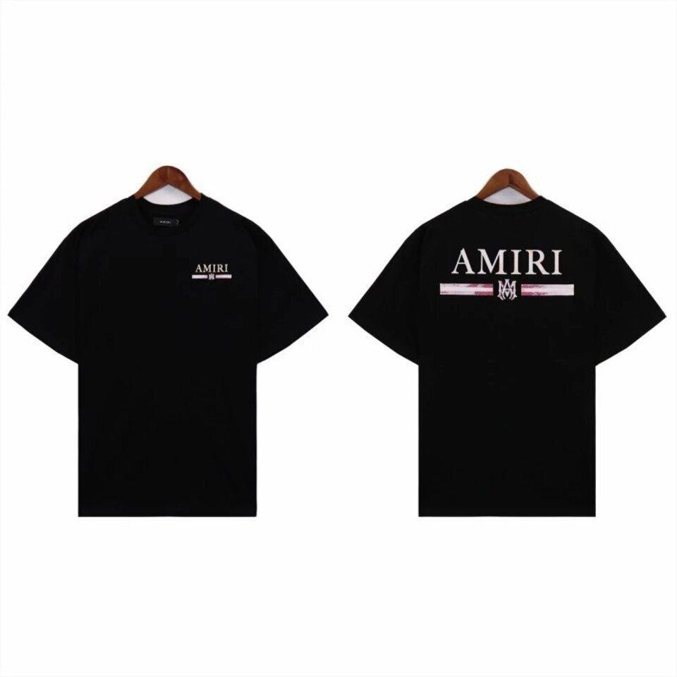 Amiri Black Cotton Embroidered Crew Neck T-Shirt Unisex Streetwear