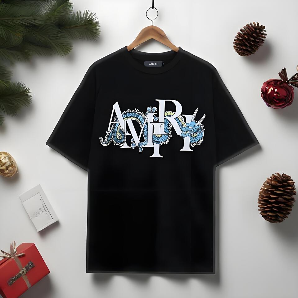 Amiri Black Loose Cotton Dragon Print T-Shirt