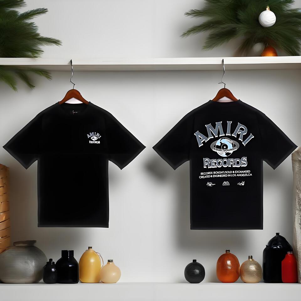 AMIRI Black T-Shirt Unisex Oversized Cotton Streetwear Graphic Print
