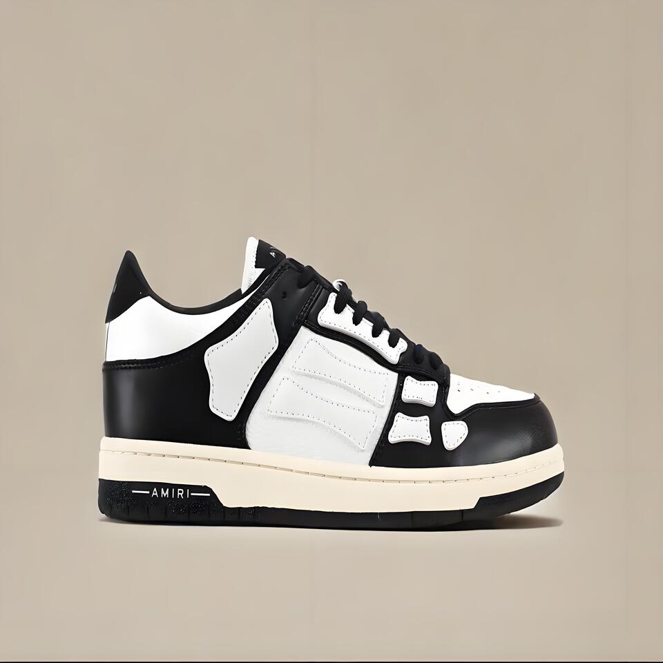 AMIRI Black White Leather Low Top Sneakers